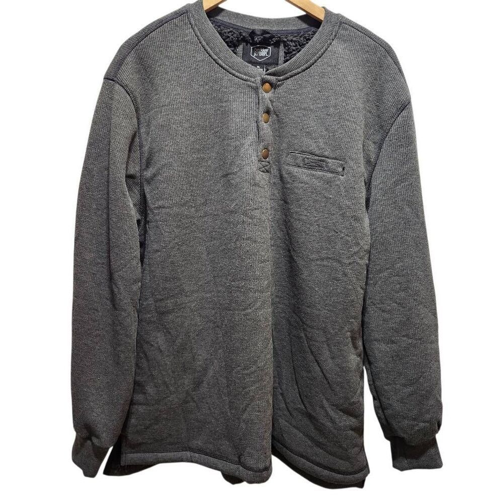 Berkley Jensen Sherpa Lined Thermal Henley in dark gray XL